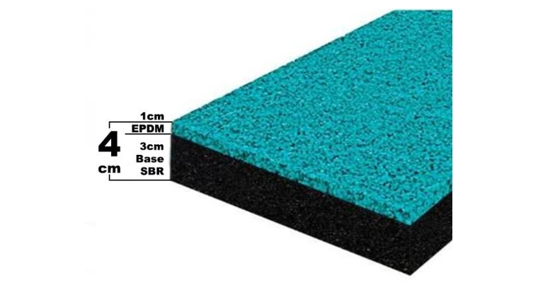 Corte de piso de caucho EPDM con capa de color y base SBR